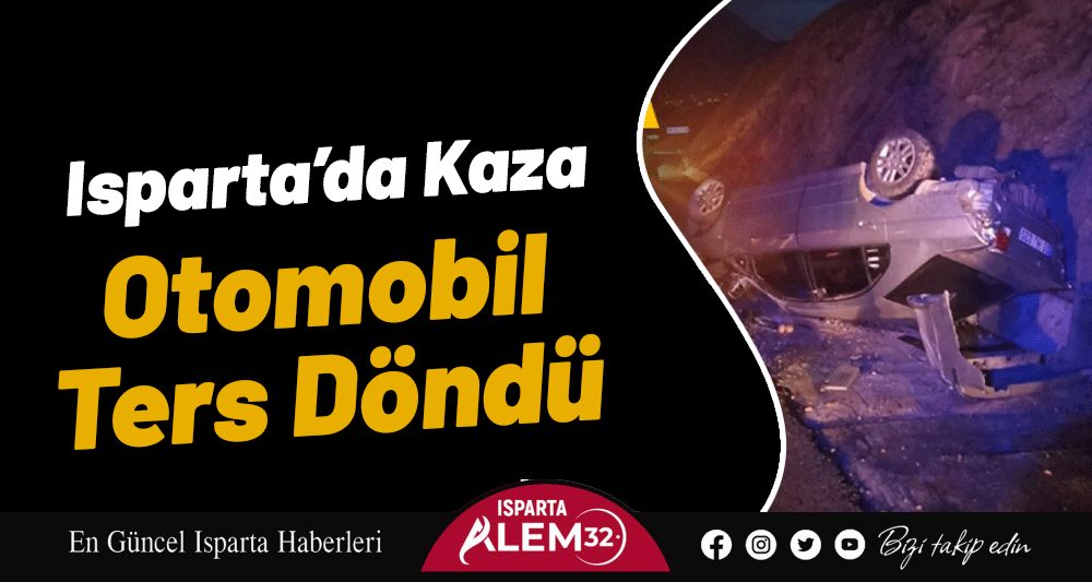 Otomobil ters döndü