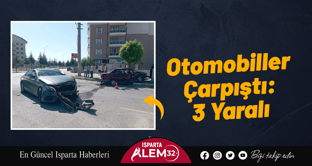 Otomobiller Çarpıştı: 3 Yaralı